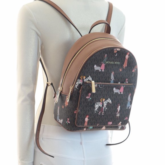 Michael Kors Adina Jet Set Girls Medium backpack MK Logo Brown Multi NWT$398.00 main image 9